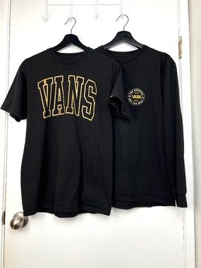 Vans Men’s Black Graphic Logo Spell Out T-Shirt Lot of 2 Size M Streetwear Skate